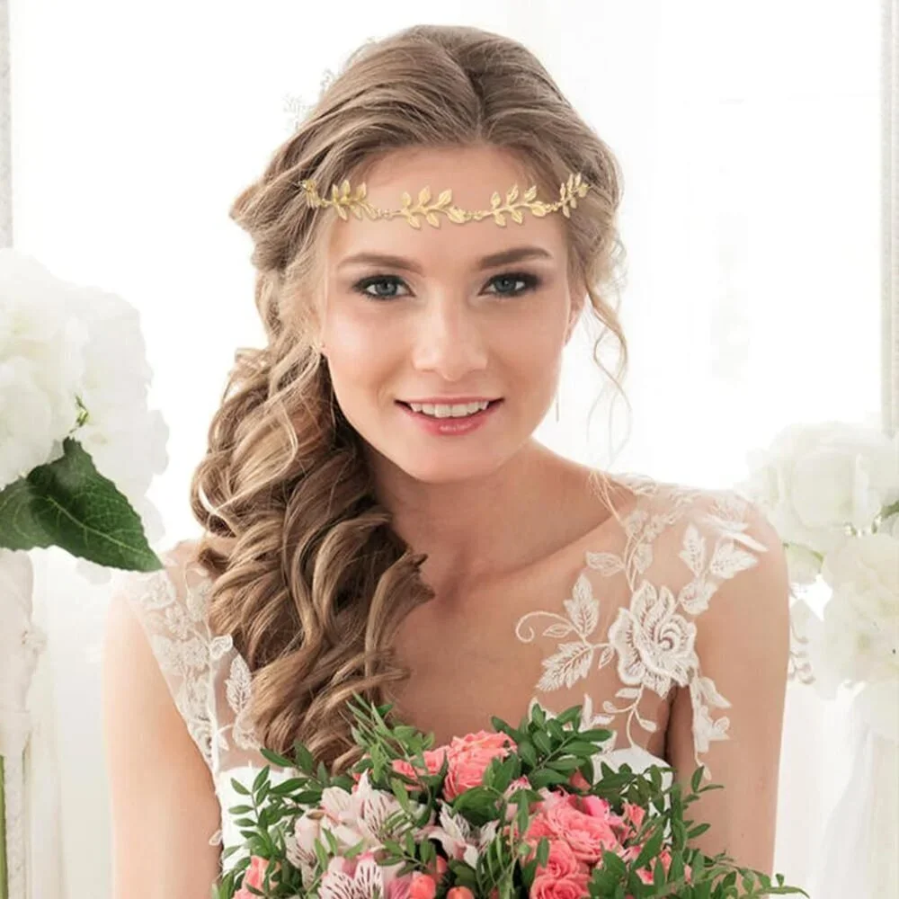 8PCS Gold Head Chains with Rhinestones Pearls Coins Prom Wedding Jewelry - Picture 2 of 8